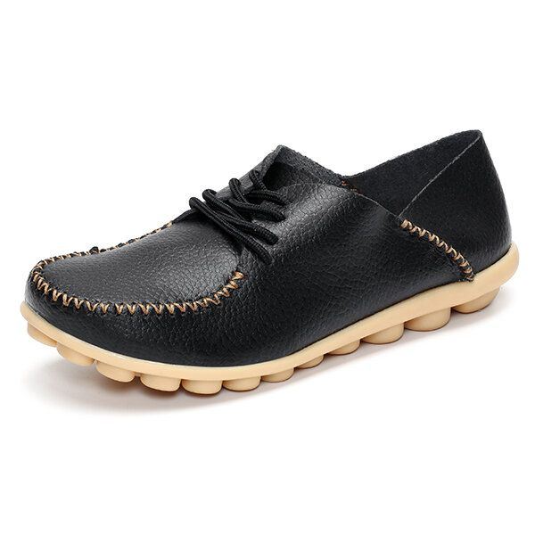 Dames Platte Schoenen Outdoor Veterschoenen Ronde Neus Zachte Comfortabele Casual Loafers