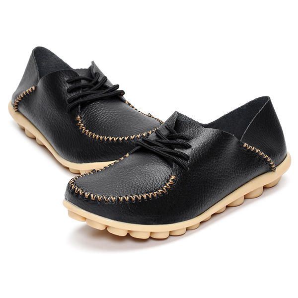 Dames Platte Schoenen Outdoor Veterschoenen Ronde Neus Zachte Comfortabele Casual Loafers