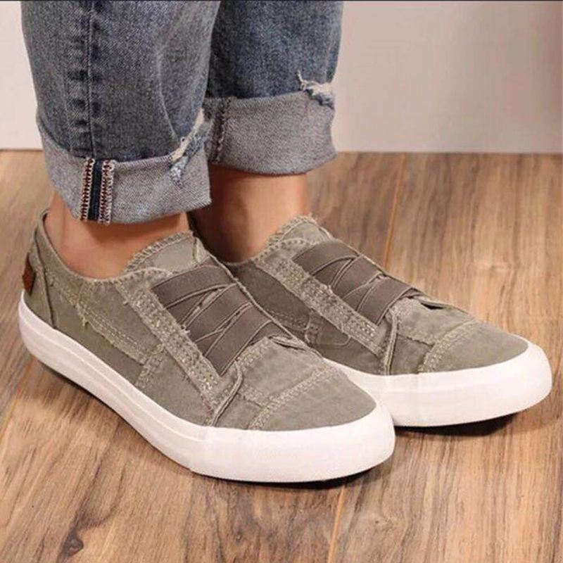 Dames Plus Maat Elastische Band Slip On Effen Kleur Casual Dagelijks Flats