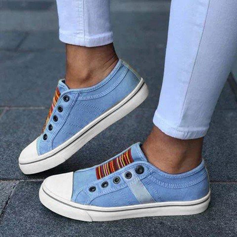 Dames Plus Maat Elastische Band Slip On Ronde Neus Casual Dagelijks Loafers