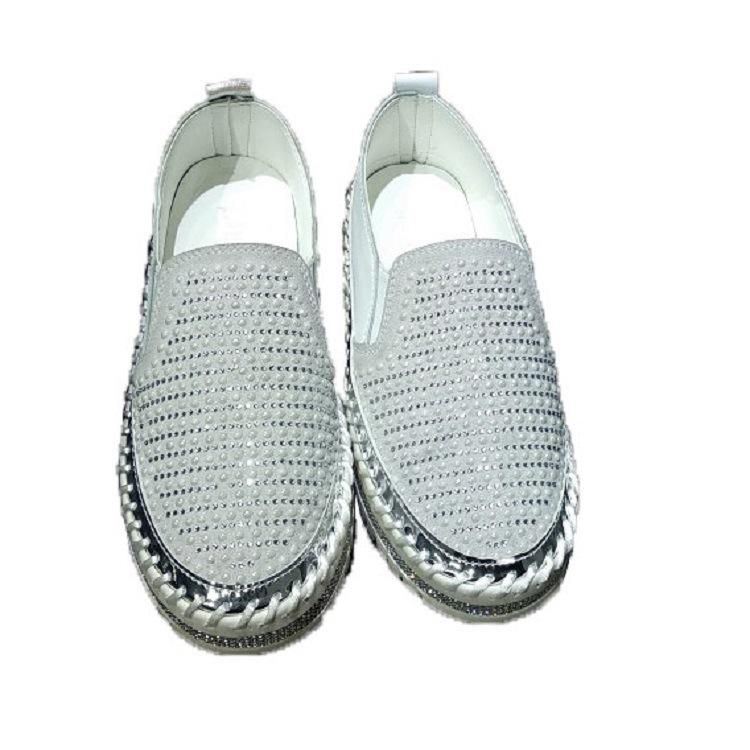 Dames Plus Size Strass Decoratie Ademende Slip Op Comfortabele Casual Flats