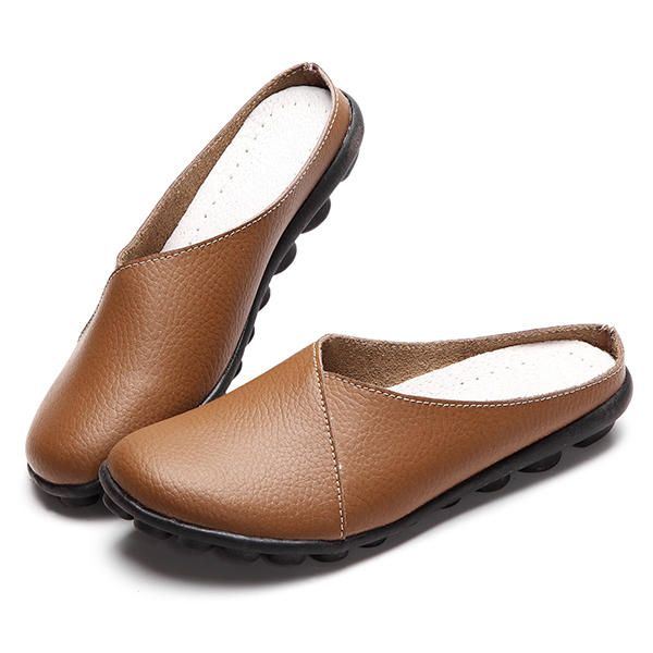 Dames Pure Kleur Zachte Zool Casual Ronde Teen Slip Op Platte Schoenen