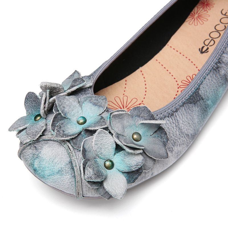 Dames Retro Bloemen Decor Tie-dyed Soft Sole Comfy Slip On Soft Flat Shoes