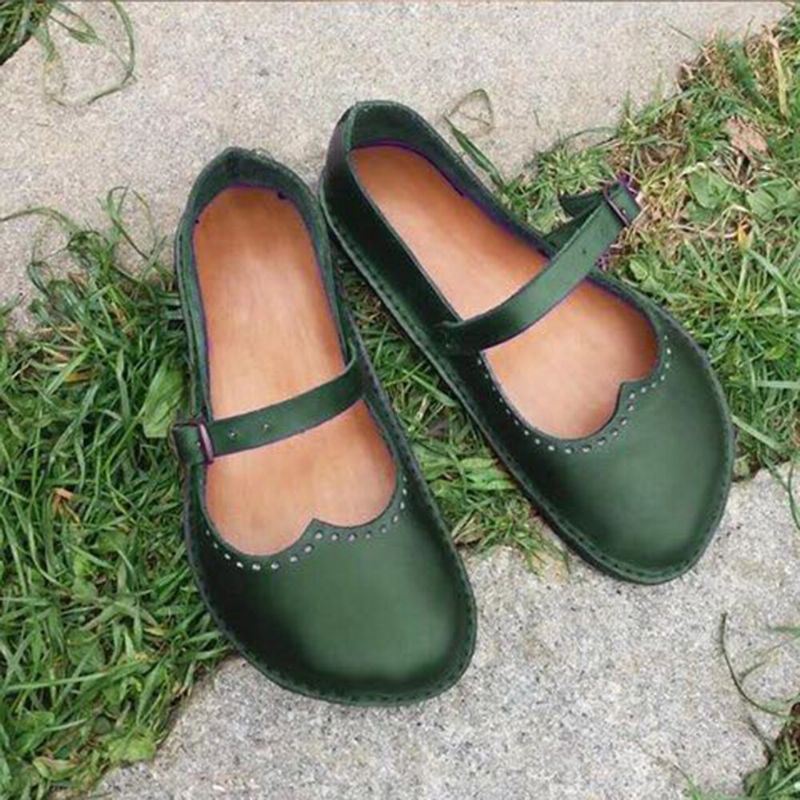 Dames Retro Grote Maat Comfortabele Gesp Casual Lente Flats Loafers