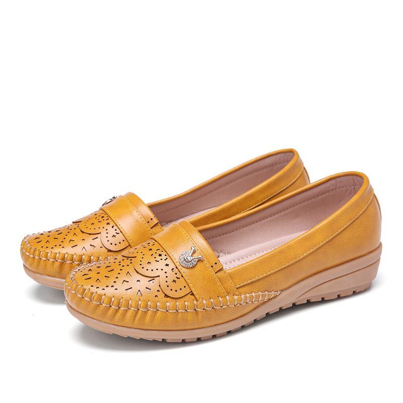 Dames Ruches Stricing Decor Hollow Comfy Non-slip Casual Flats