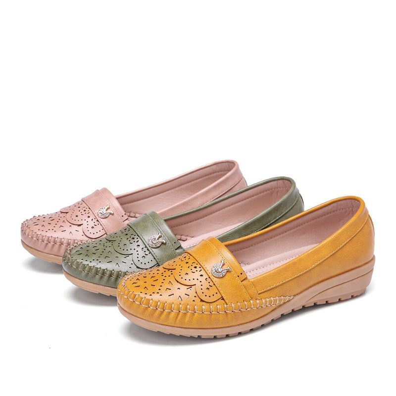 Dames Ruches Stricing Decor Hollow Comfy Non-slip Casual Flats