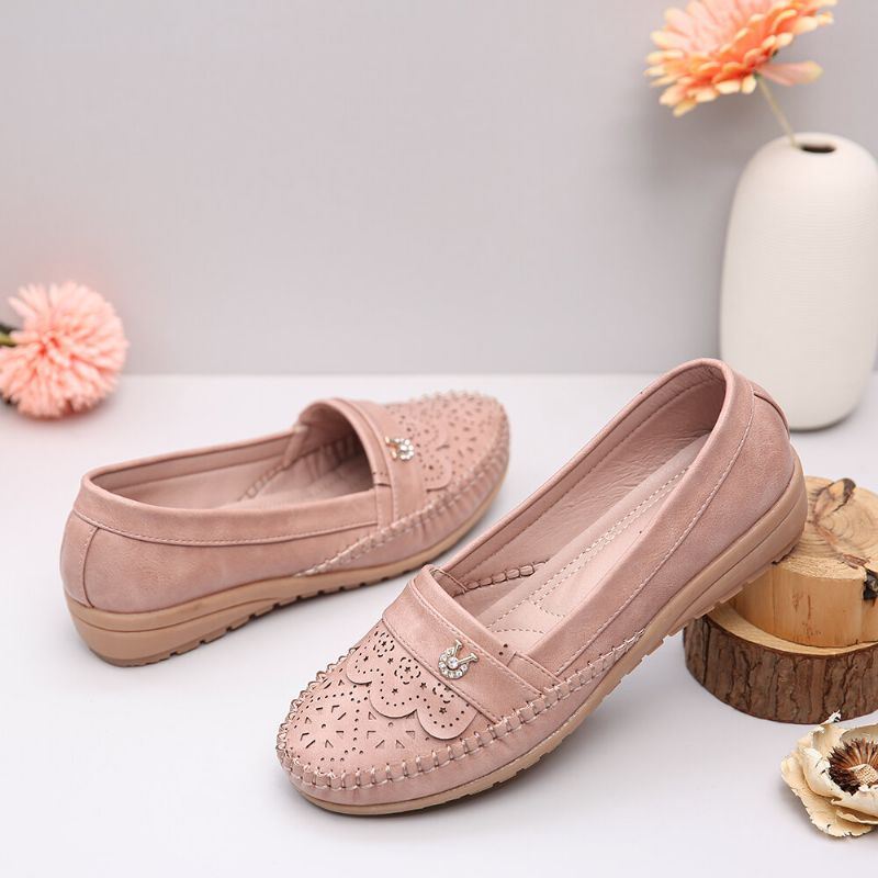 Dames Ruches Stricing Decor Hollow Comfy Non-slip Casual Flats