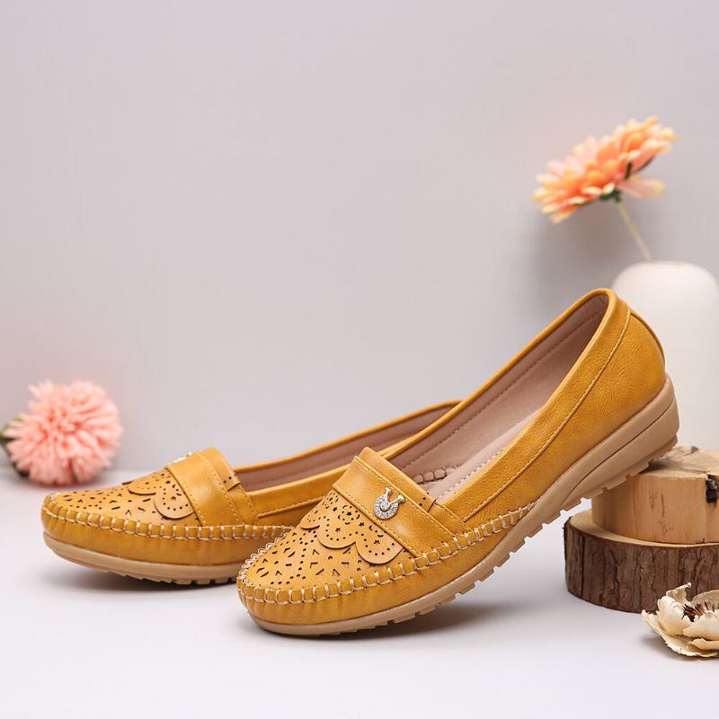 Dames Ruches Stricing Decor Hollow Comfy Non-slip Casual Flats