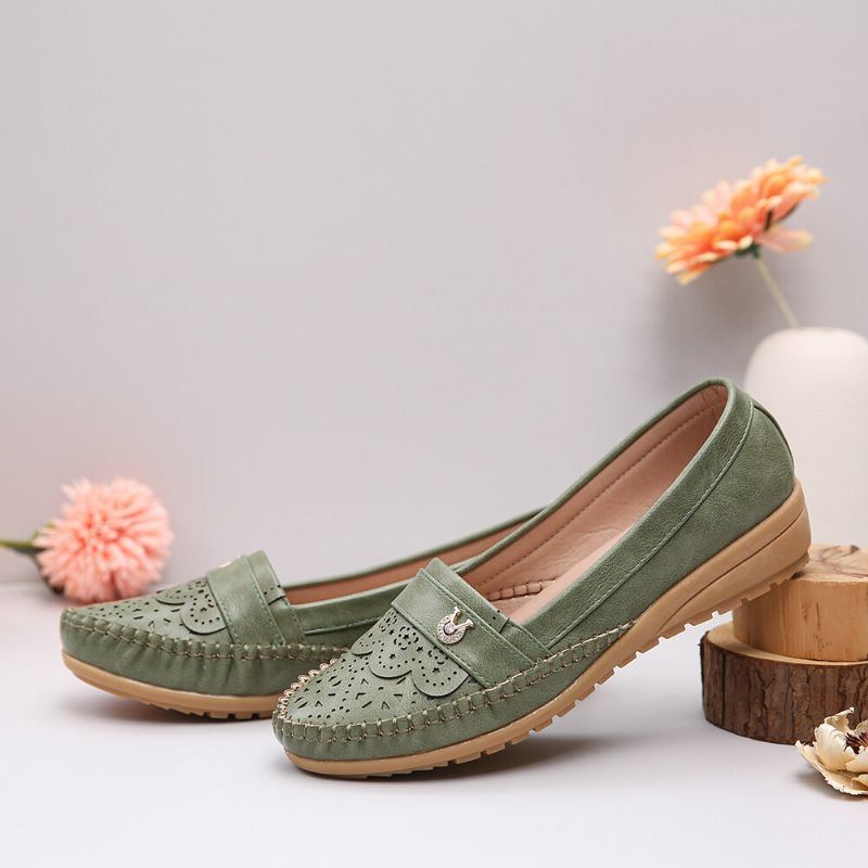 Dames Ruches Stricing Decor Hollow Comfy Non-slip Casual Flats