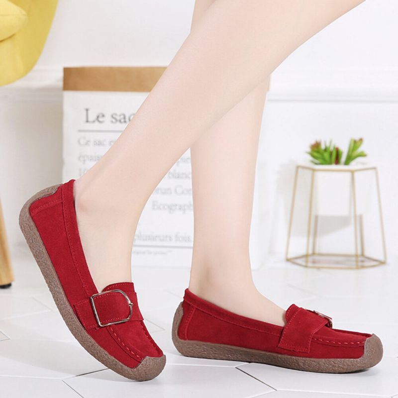 Dames Soft Sole Gesp Ademende Casual Slip On Flats