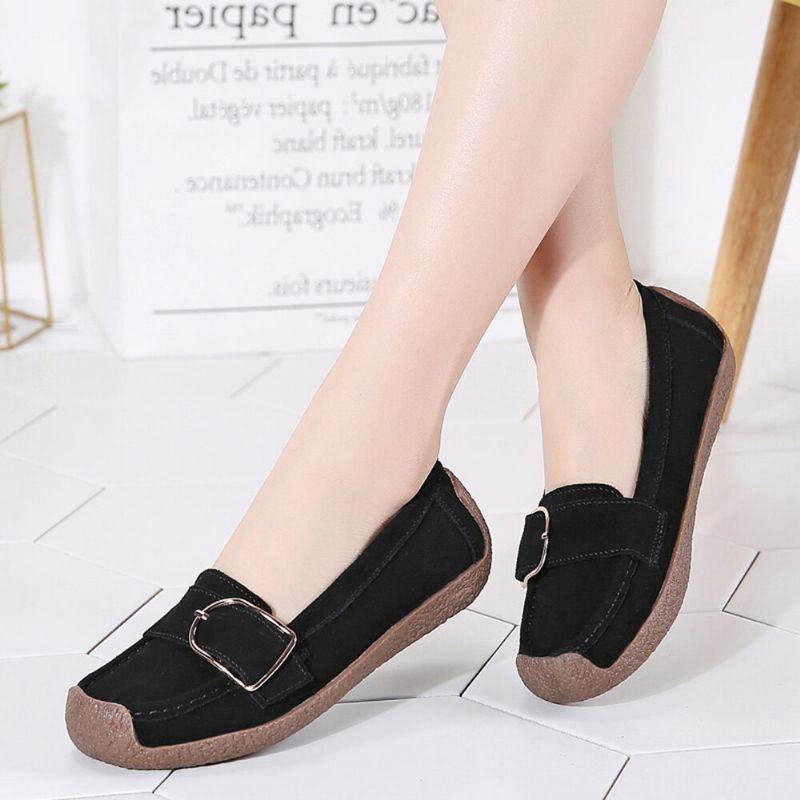 Dames Soft Sole Gesp Ademende Casual Slip On Flats