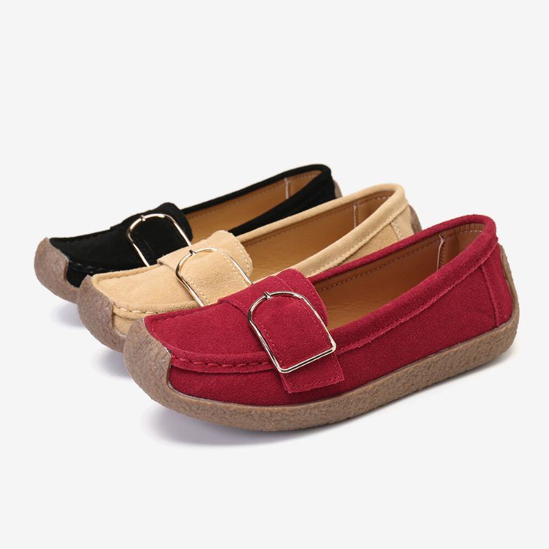 Dames Soft Sole Gesp Ademende Casual Slip On Flats