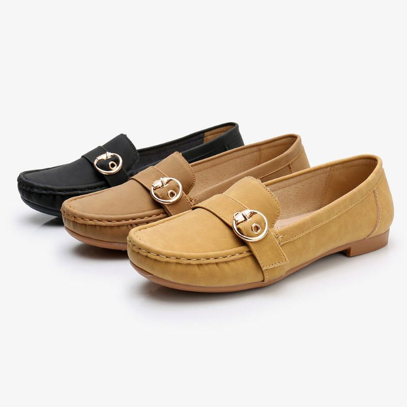 Dames Soft Sole Metalen Gesp Slip On Casual Daily Flats