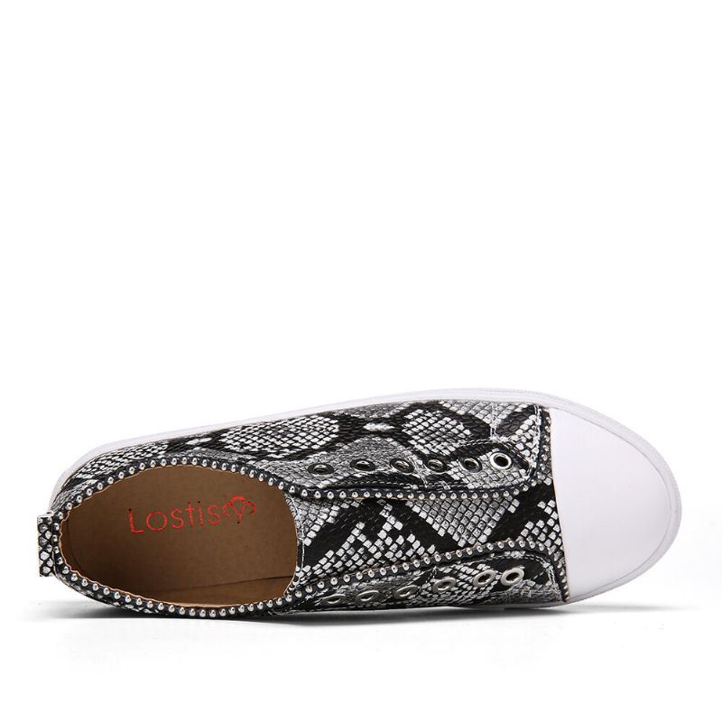 Dames Soild Color Studded Slip On Comfy Flats