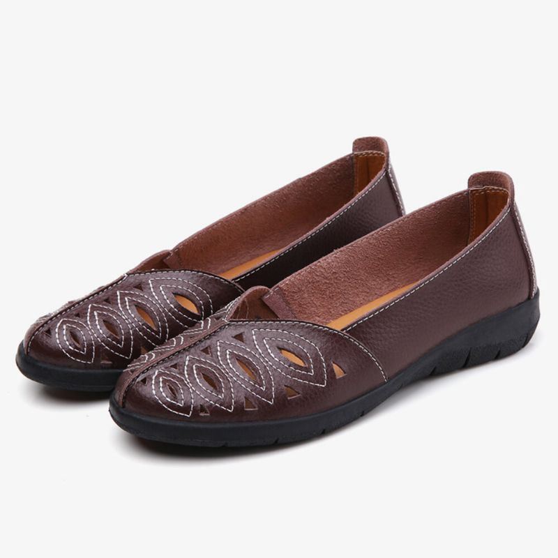 Dames Stiksels Bloem Hollow Non-slip Casual Slip On Loafers