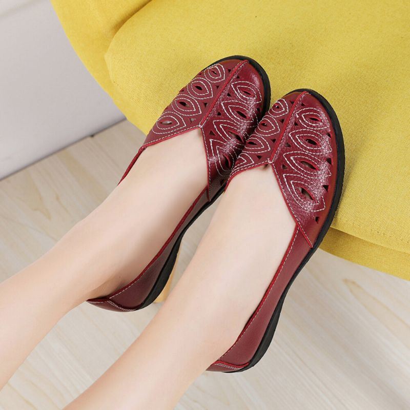 Dames Stiksels Bloem Hollow Non-slip Casual Slip On Loafers