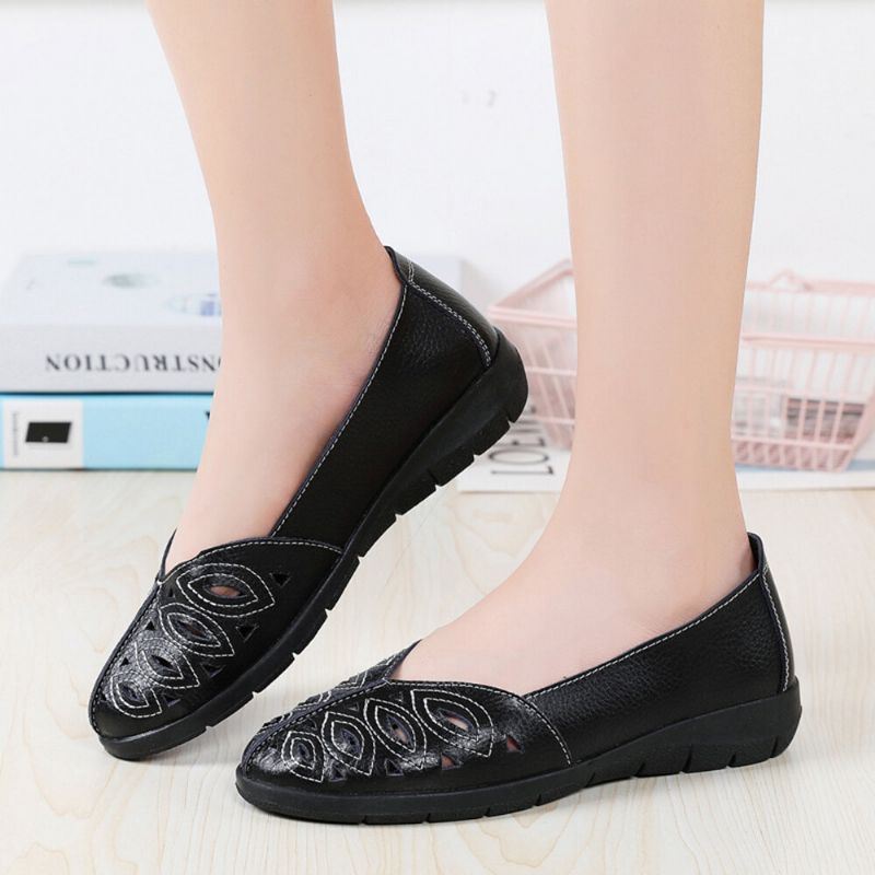 Dames Stiksels Bloem Hollow Non-slip Casual Slip On Loafers