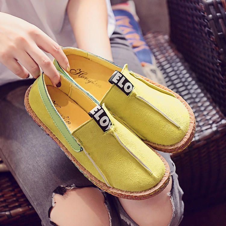 Dames Stiksels Zachte Zool Ronde Neus Instappers Casual Flats Loafers