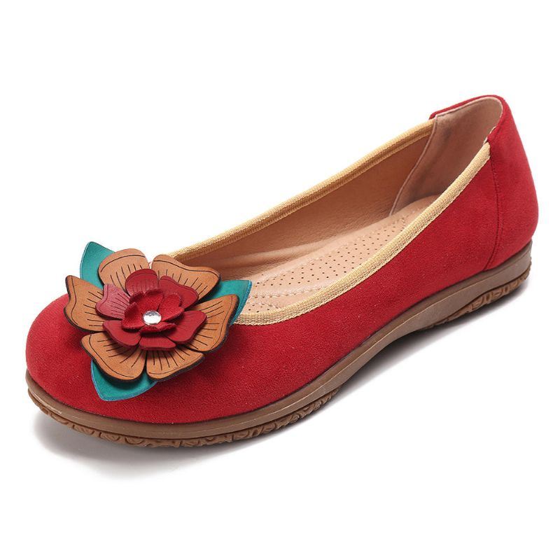 Dames Suède Bloem Instappers Comfort Casual Flats