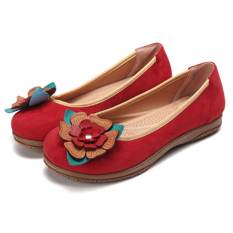 Dames Suède Bloem Instappers Comfort Casual Flats