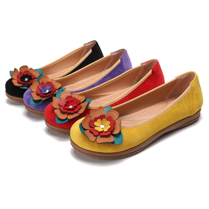 Dames Suède Bloem Instappers Comfort Casual Flats