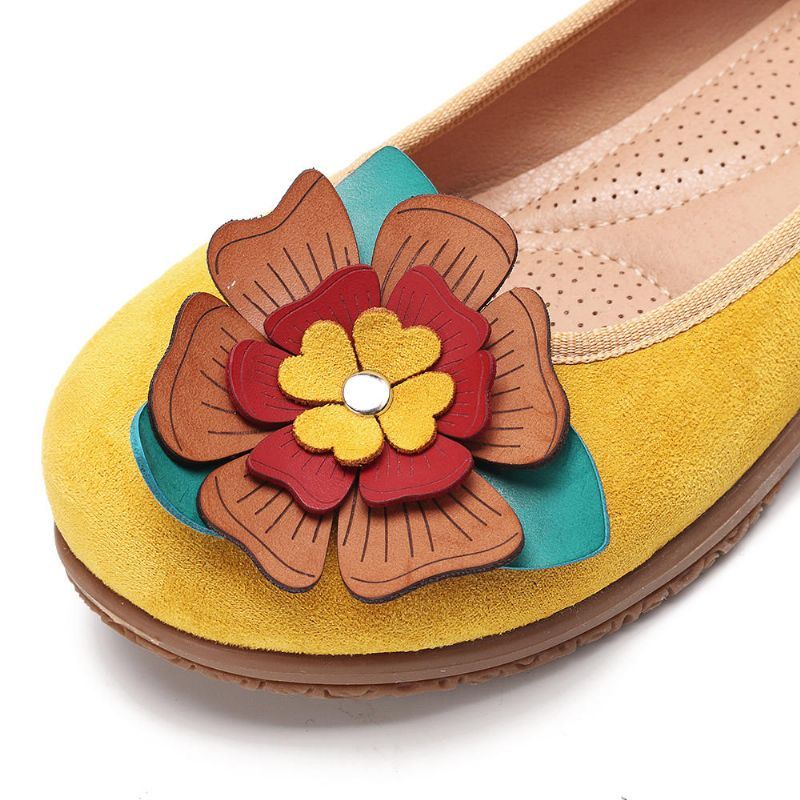 Dames Suède Bloem Instappers Comfort Casual Flats