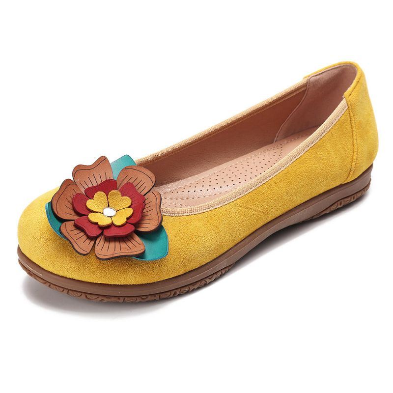 Dames Suède Bloem Instappers Comfort Casual Flats