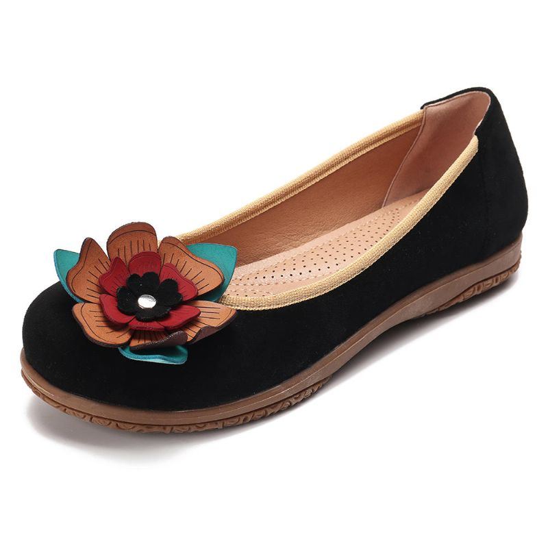 Dames Suède Bloem Instappers Comfort Casual Flats