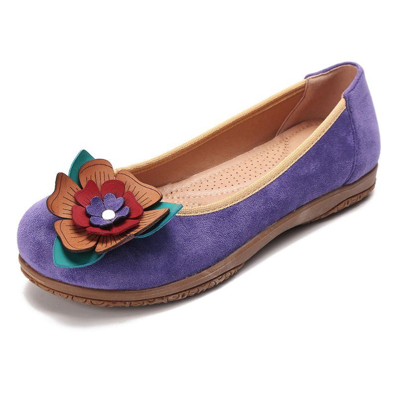 Dames Suède Bloem Instappers Comfort Casual Flats