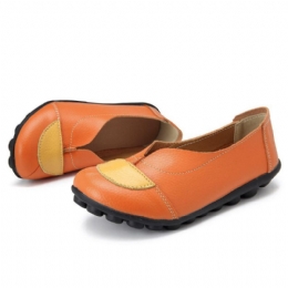 Dames V-vormige Stiksels Lederen Casual Platte Loafers Schoenen