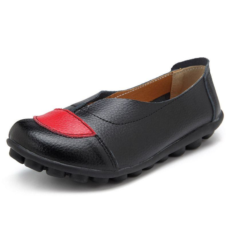 Dames V-vormige Stiksels Lederen Casual Platte Loafers Schoenen