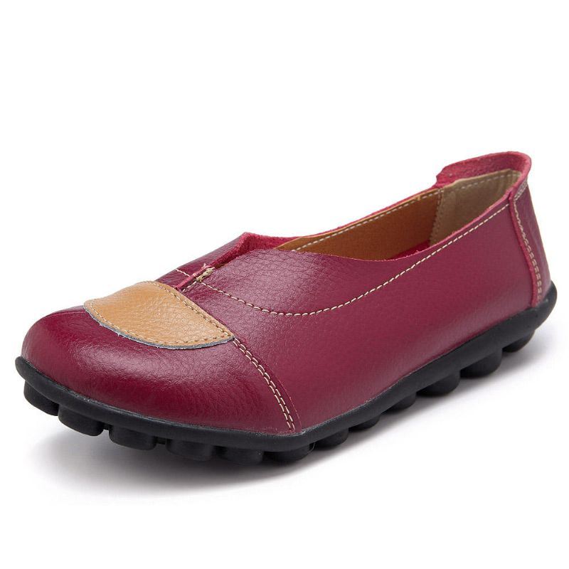 Dames V-vormige Stiksels Lederen Casual Platte Loafers Schoenen