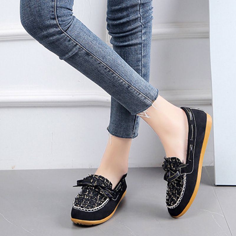 Dames Vlinder Knoop Decor Kleine Geur Wind Comfortabel Ademend Casual Slip-on Loafers