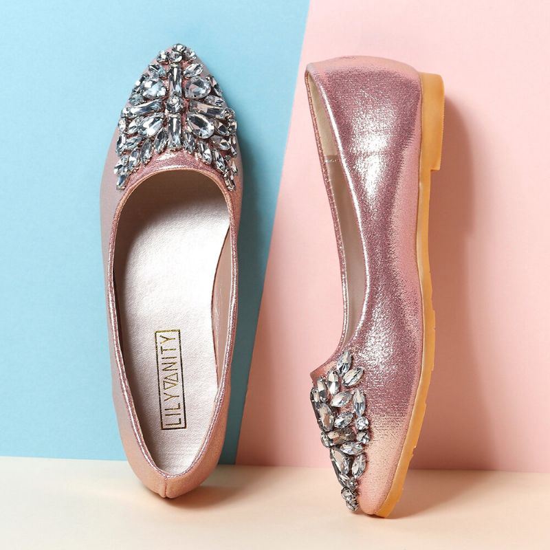 Dames Zoete Strass Dames Lichtgewicht Strass Geklede Flats