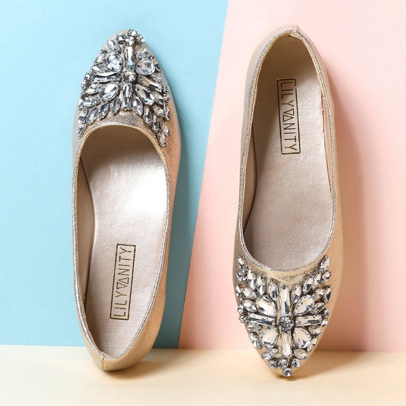 Dames Zoete Strass Dames Lichtgewicht Strass Geklede Flats