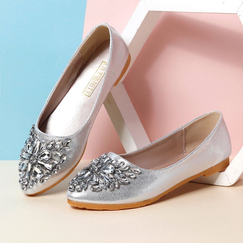 Dames Zoete Strass Dames Lichtgewicht Strass Geklede Flats