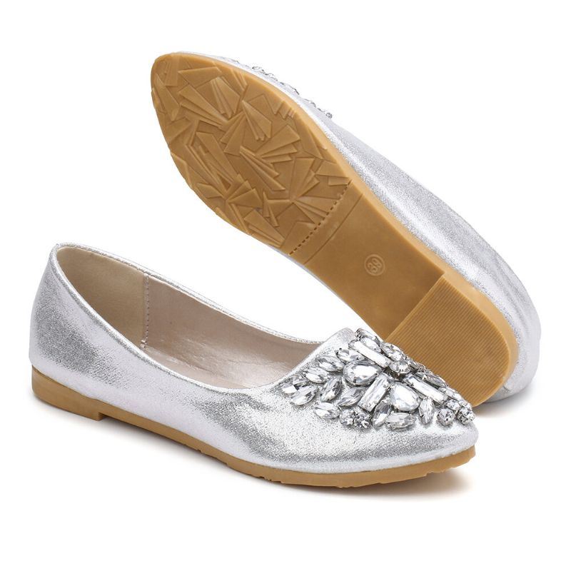 Dames Zoete Strass Dames Lichtgewicht Strass Geklede Flats