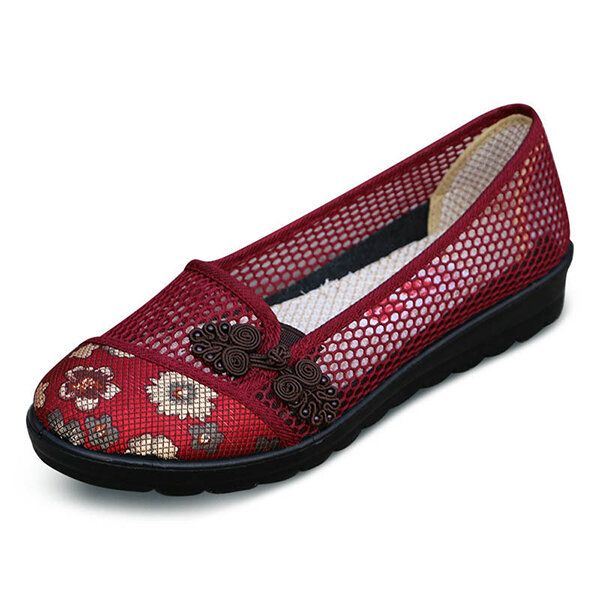 Dames Zomer Vrijetijdskleding Chique Schoenen Ademende Slip-on Mesh Zweetabsorptie Flats Schoenen