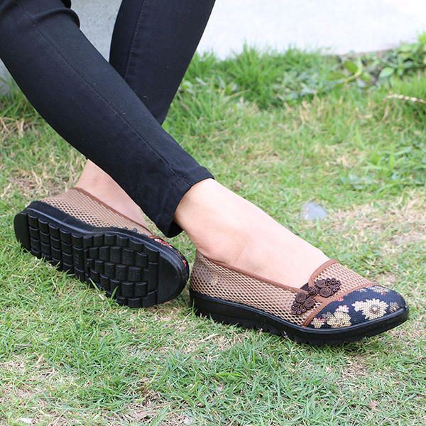 Dames Zomer Vrijetijdskleding Chique Schoenen Ademende Slip-on Mesh Zweetabsorptie Flats Schoenen