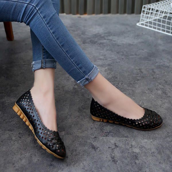 Damesschoenen Uitgehold Ademende Casual Flats