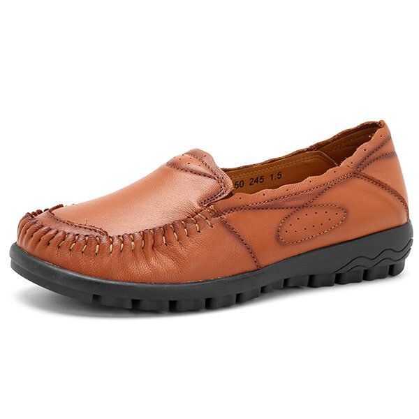 Echt Lederen Dames Comfortabele Casual Platte Loafers