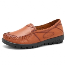 Echt Lederen Dames Comfortabele Casual Platte Loafers