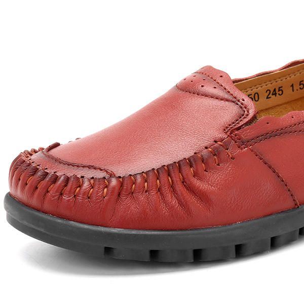 Echt Lederen Dames Comfortabele Casual Platte Loafers