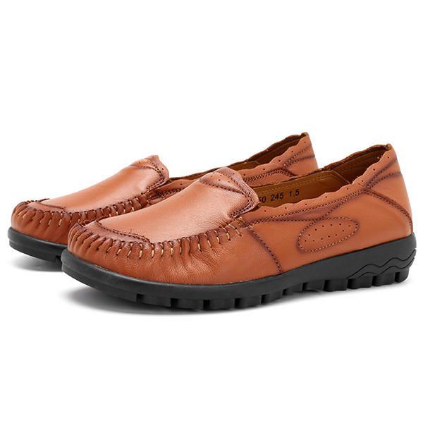 Echt Lederen Dames Comfortabele Casual Platte Loafers