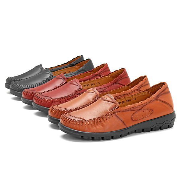 Echt Lederen Dames Comfortabele Casual Platte Loafers