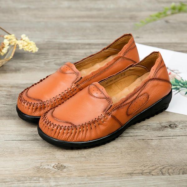 Echt Lederen Dames Comfortabele Casual Platte Loafers