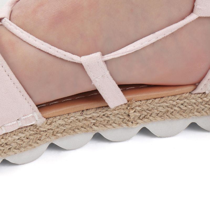 Espadrilles Met Bandjes Voor Dames Grote Maten Casual Effen Zomersandalen In Effen Kleur