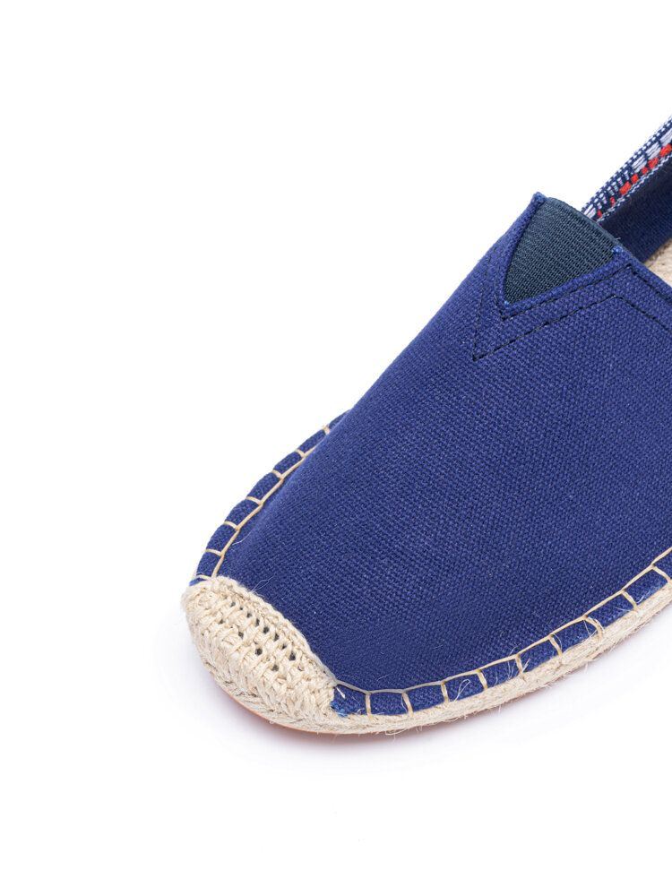 Etnische Splicing Voor Dames Kleurrijk Gestreept Linnen Comfortabele Ademende Instapper Casual Espadrille Platte Schoenen