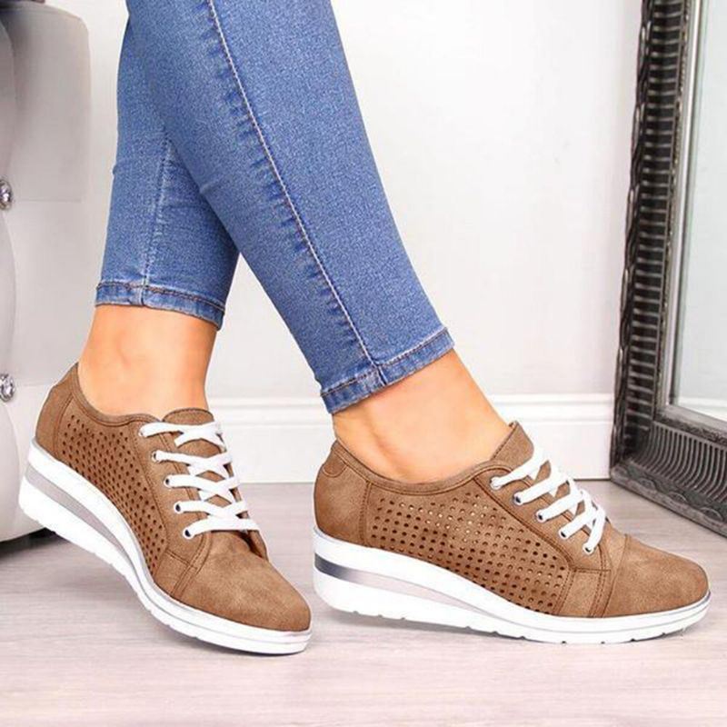 Grote Maat Dames Casual Effen Kleur Ronde Neus Veterschoenen Loafers