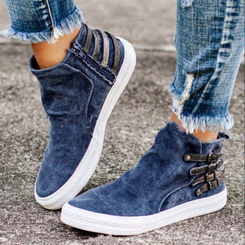 Grote Maat Dames Casual Platte Canvas Schoenen Met Gesp